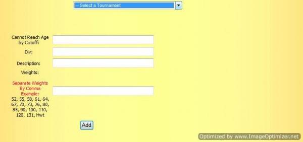 Add Divisions and Weights for your Wrestling Tournament