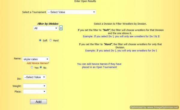 screen enter wrestling results details screen enter wrestling results details